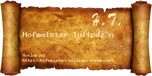 Hofmeister Tulipán névjegykártya